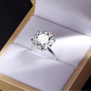 Neiman Marcus Sterling Silver Solitaire Ring with Brilliant Moissanite 5 CTS